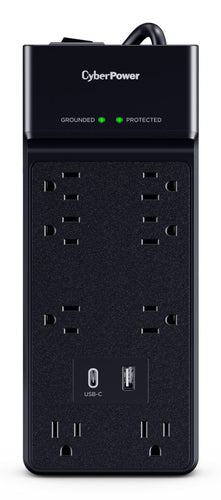 CyberPower CSP806UC18 surge protector Black 8 AC outlet(s) 125 V 1.8 m
