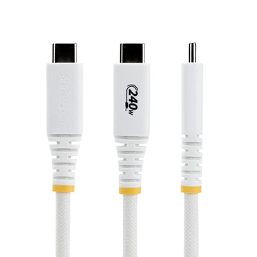 StarTech.com 10ft (3m) USB-C Charging Cable, Durable and Ultra-Flexible, 240W (5A) PD EPR, USB 2.0 Laptop Charger Cable, USB-IF Certified, Rugged USB-C Charging Cord - White