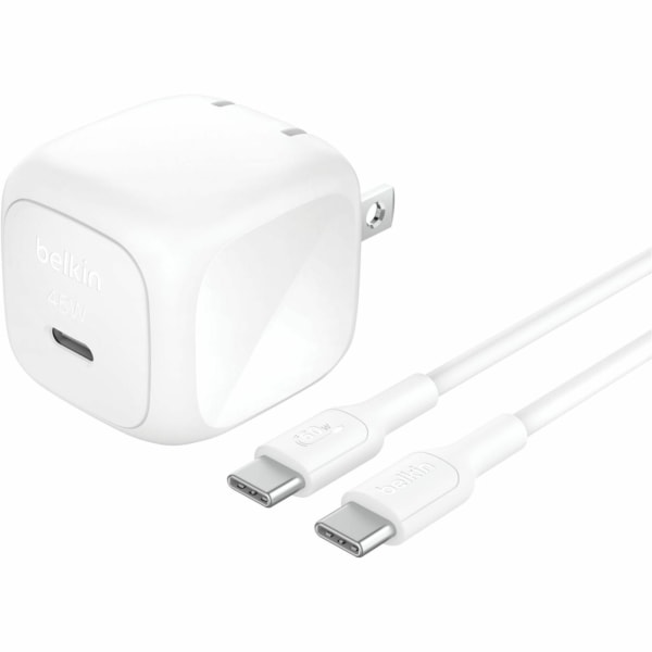 Belkin BoostCharge - Power adapter - compact - 45 Watt - Power Delivery 3.1 Fast Charge (24 pin USB-C)