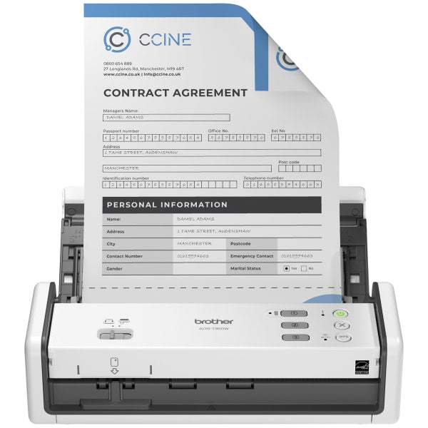 Brother ADS-1350W Wireless Color Compact Scanner up to 30ppm Single Pass Double-Sided Scanning