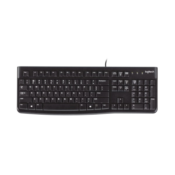 Logitech K120 Wired Keyboard for Windows USB Plug-and-Play Full-Size Spill-Resistant Curved Space Bar Compatible with PC Laptop Black