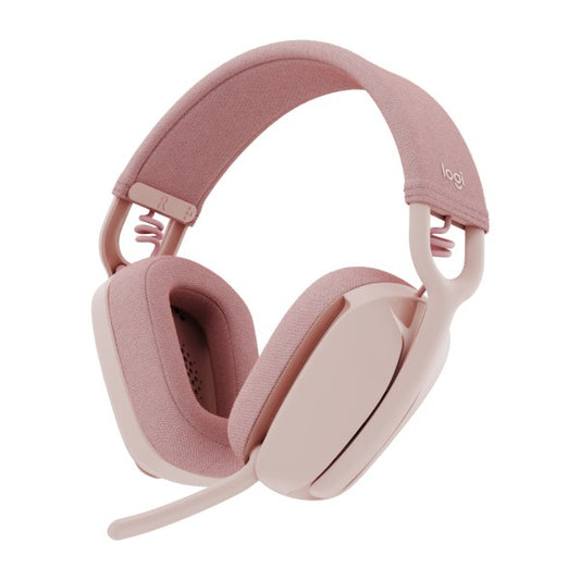Logitech Zone Vibe 100 Lightweight Wireless Over Ear Headphones with Noise Canceling Microphone Advanced Multipoint Bluetooth Headset Works with Teams Google Meet Zoom Mac/PC - Rose