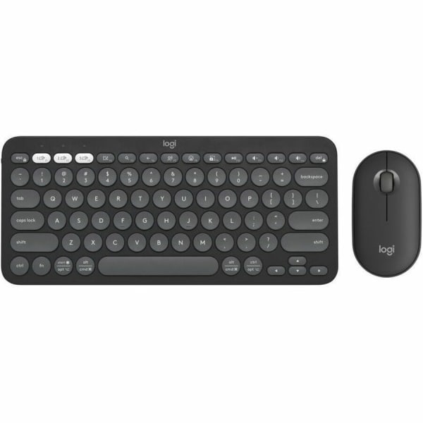 Logitech - Pebble 2 Combo Compact Wireless Scissor Keyboard and Mouse Bundle for Windows, macOS, iPadOS, Chrome - Graphite