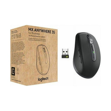 Logitech MX Anywhere 3S for Business - Wireless Mouse - Darkfield - Wireless - Bluetooth - Rechargeable - Graphite - USB Type C - 8000 dpi - 6 Button(s) - 4 Programmable Button(s)