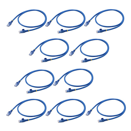 StarTech.com 3 ft. CAT6 Ethernet cable - 10 Pack - ETL Verified - Blue CAT6 Patch Cord - Snagless RJ45 Connectors - 24 AWG Copper Wire – UTP Ethernet Cable