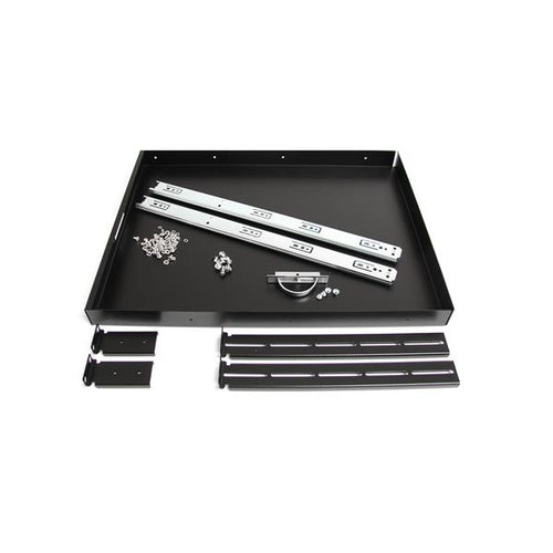 StarTech.com 1U Sliding Server Rack Mount Keyboard Shelf Tray, 55lbs (25Kg), 22in (55cm) Deep Steel Pull Out Drawer for 19" AV, Network Equipment Rack