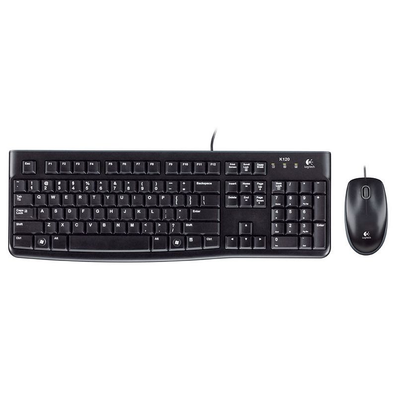 Logitech - MK120 Full-size Wired Membrane Keyboard and Mouse Bundle for Windows with USB Plug-and-Play - Black