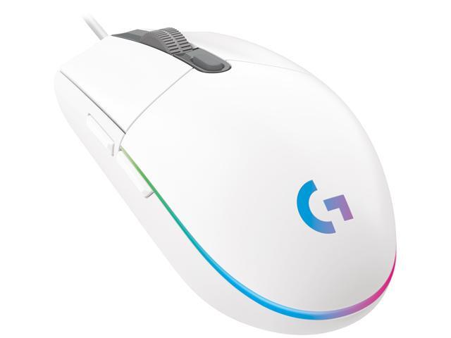 Logitech G203 Wired Gaming Mouse 8 000 DPI Rainbow Optical Effect LIGHTSYNC RGB 6 Programmable Buttons White