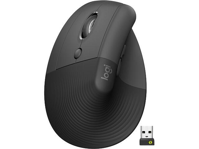 Logitech Lift Left Vertical Ergonomic Mouse Left-Handed Wireless Bluetooth or Logi Bolt USB Quiet clicks 4 Buttons Compatible with Windows/macOS/iPadOS Laptop PC Graphite