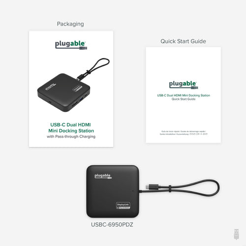 Plugable Technologies 7-in-1 USB C Docking Station Dual Monitor - Dual HDMI Dock is Compatible with Mac and Windows, USB4, Thunderbolt or USB-C, 100W PD, 2x HDMI, 1x USB-C, 1Gbps Ethernet, 1x USB 3.0, 1x SD Card