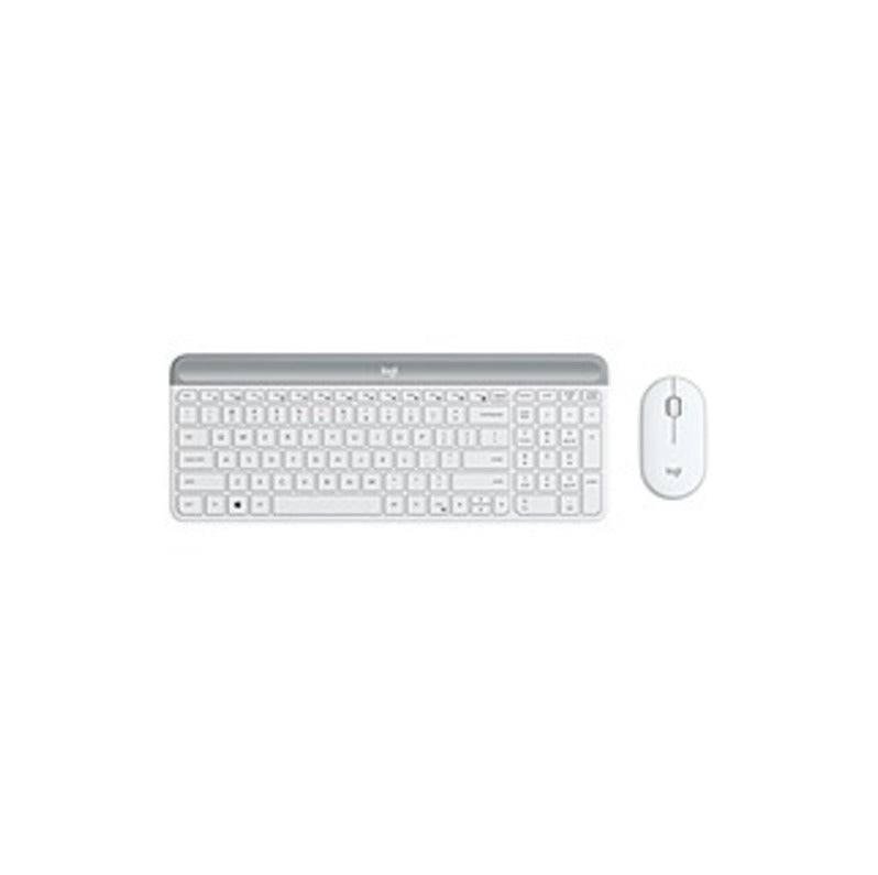 Logitech MK470 Slim Wireless Keyboard and Mouse Combo - Modern Compact Layout Ultra Quiet 2.4 GHz USB Receiver Off White