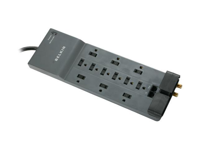 Belkin Power Strip Surge Protector with 12 AC Multiple Outlets 10 ft Long Flat Plug Heavy Duty Extension Cord for Home Office Travel Computer Desktop Laptop