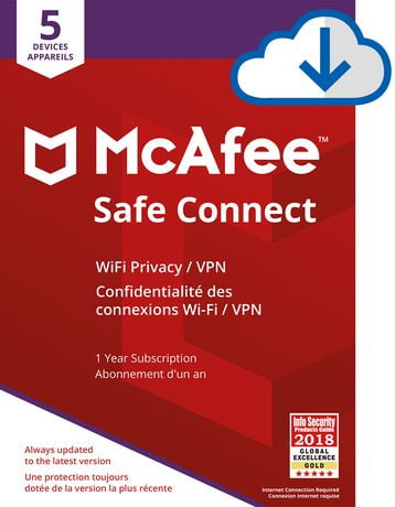 McAfee® Safe Connect VPN 5 Devices (Windows/ChromeOS/Android/iOS) 1 Year – Digital Download
