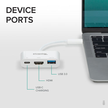 Plugable Technologies USB C to HDMI Multiport Adapter, Driverless 3-in-1 USB C Hub with 4K HDMI Output, USB 3.0 and USB-C Charging Port, Compatible with MacBook, Chromebook, Dell XPS, Thunderbolt 3 and More