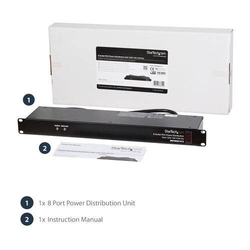 StarTech.com Rackmount PDU with 8 Outlets and Surge Protection - 1U