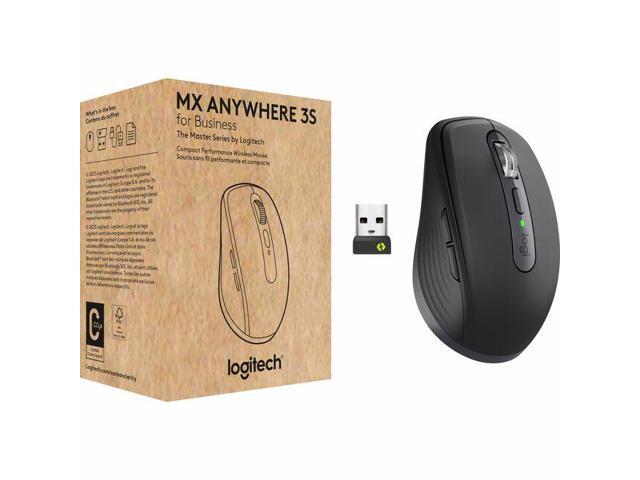 Logitech MX Anywhere 3S for Business - Wireless Mouse - Darkfield - Wireless - Bluetooth - Rechargeable - Graphite - USB Type C - 8000 dpi - 6 Button(s) - 4 Programmable Button(s)