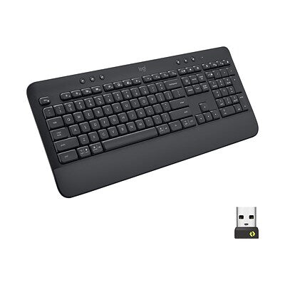 Logitech Signature K650 Comfort Full-Size Wireless Keyboard with Wrist Rest Bluetooth and Logi Bolt USB receiver Deep-Cushioned Keys Numpad Compatible with Window/Mac