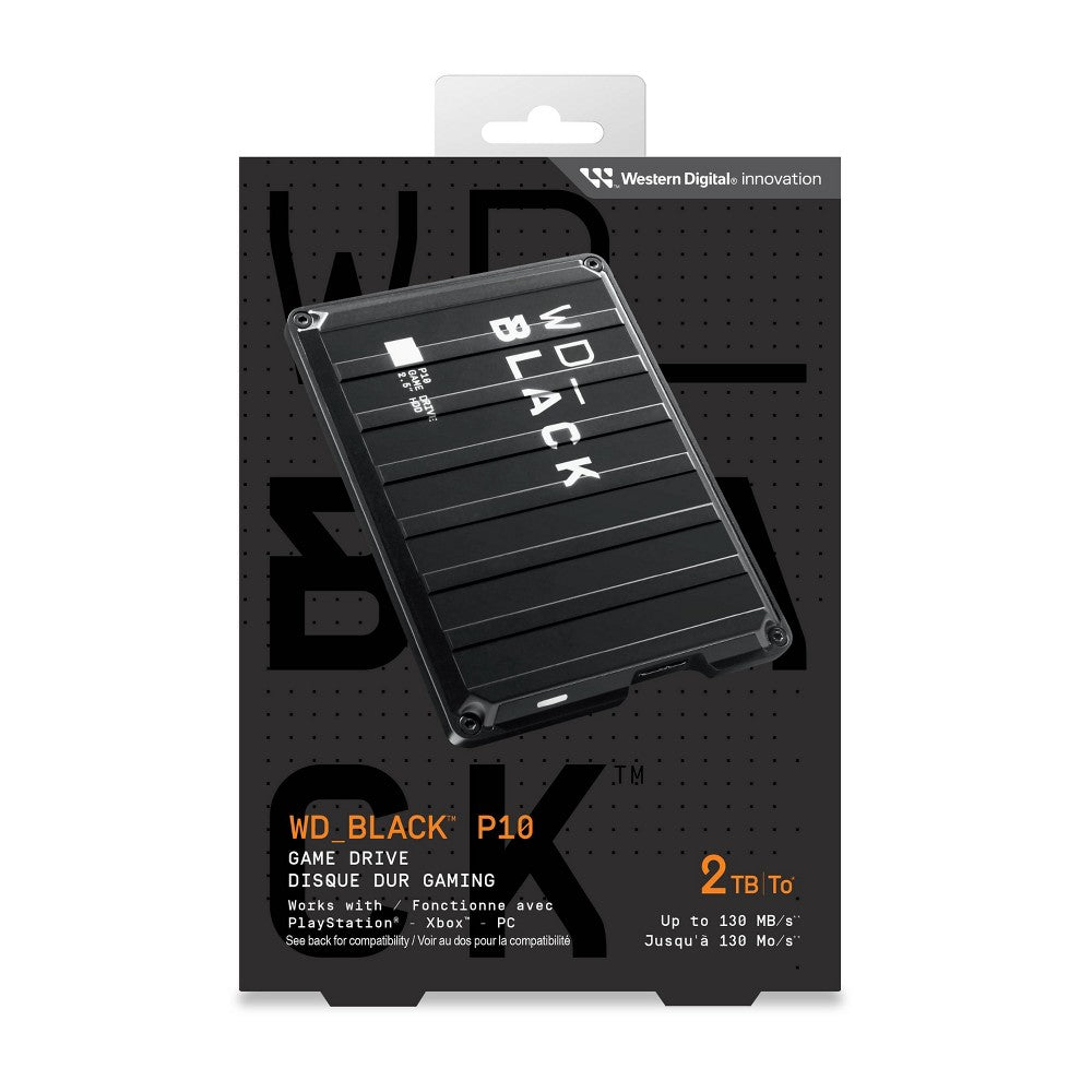 Western Digital BLACK P10 2TB External USB 3.2 Gen 1 Portable Hard Drive - Black: HDD for PS5, Xbox, macOS, Windows