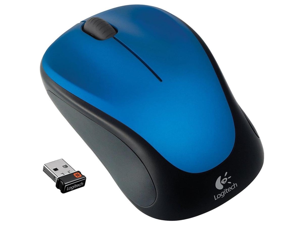 Logitech M317 Wireless Computer Mouse 3 Buttons 2.4GHz Compact with Comfortable Rubber Sides Blue