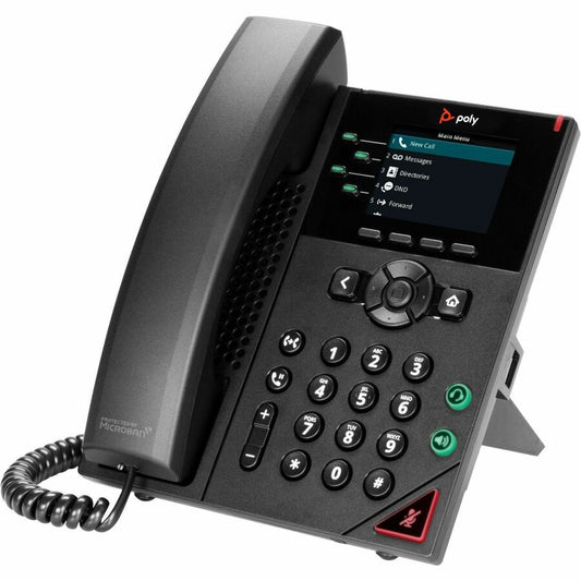 Poly VVX 250 IP Phone - Corded - Corded - Desktop Wall Mountable - Black - VoIP - 2 x Network (RJ-45) - PoE Ports