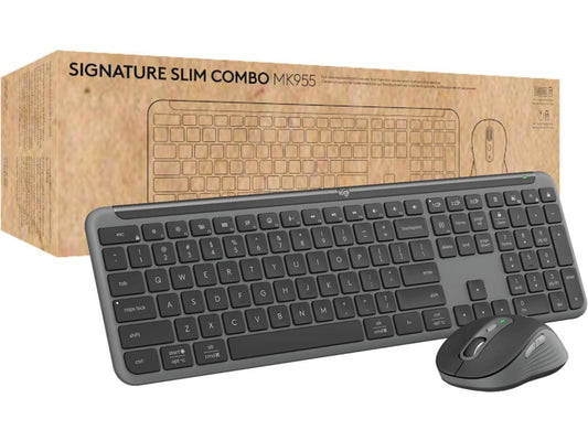 Logitech Signature Slim MK955 for Business Wireless Keyboard and Mouse Combo Quiet Typing Secure Receiver Bluetooth Globally Certified Windows/Mac/Chrome/Linux - Graphite