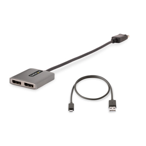 StarTech.com Dual-Monitor DisplayPort 1.4 Splitter, DisplayPort to 2x DP Multi-Monitor Adapter, Dual 5K 60Hz Computer MST Hub, Extra-Long Built-in Cable - Windows Only