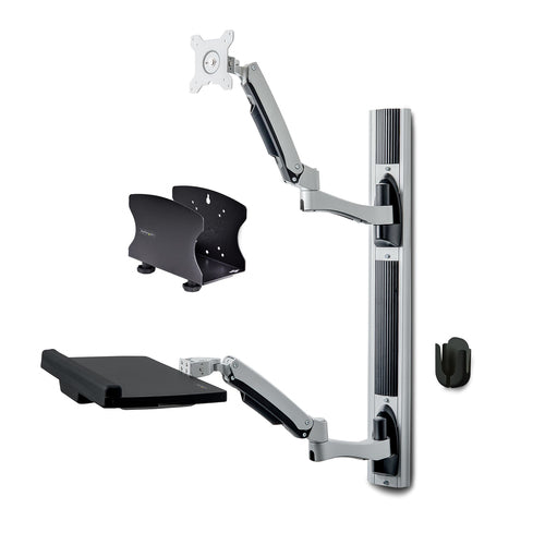 StarTech.com Wall Mount Workstation, VESA Mount For 32" Monitor (22lb/10kg), Fully Articulating Monitor Mount & Keyboard Tray - TAA