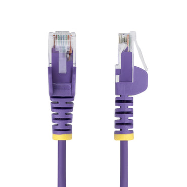 StarTech.com 5ft Purple Slim CAT6 Ethernet Cable, Snagless, 100W PoE, UTP, LSZH, 28AWG Pure Bare Copper Wire, Slim RJ45 Network Patch Cord w/Strain Reliefs, Individually Tested