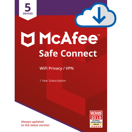 McAfee® Safe Connect VPN 5 Devices (Windows/ChromeOS/Android/iOS) 1 Year – Digital Download