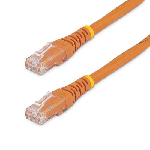 StarTech.com 35ft CAT6 Ethernet Cable - Orange CAT 6 Gigabit Ethernet Wire -250MHz 100W PoE RJ45 UTP Molded Network/Patch Cord w/Strain Relief/ Individually Tested