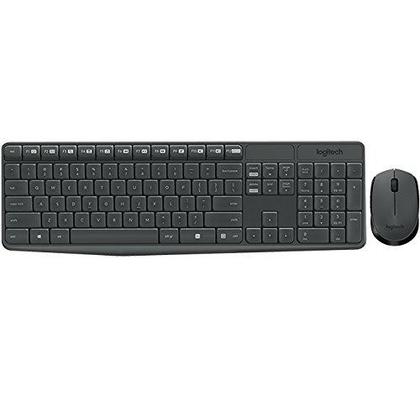 Logitech® MK235 Wireless Straight Full-Size Keyboard & Ambidextrous Optical Mouse Black