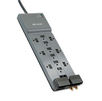 Belkin Power Strip Surge Protector with 12 AC Multiple Outlets  10 ft Long Flat Plug Heavy Duty Extension Cord for Home  Office  Travel  Computer Desktop  Laptop