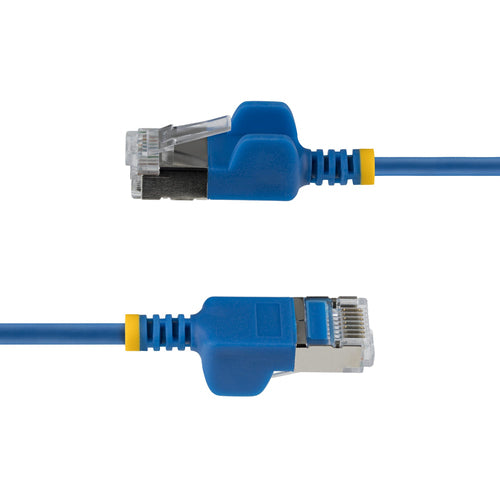 StarTech.com 1ft Blue Ultra Slim Cat6A Ethernet Cable, Snagless, FTP, Pure Bare Copper Wire, 34AWG Slim RJ45 Network Patch Cord, Individually Tested