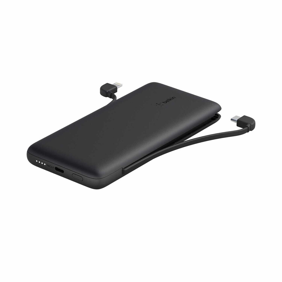 Belkin Power Bank  BoostCharge Plus 10k mAh Portable Charger w/Integrated Lightning Cable & USB-C Cable - iPhone Charger - Battery Pack for iPhone 16 Pro Max  iPhone 16  iPhone 15  iPhone 14 - Black