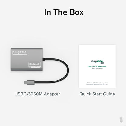 Plugable Technologies USB C to HDMI Adapter, Dual Monitor 4K 60Hz for Apple Mac M1/M2/M3, DisplayLink Multiple Displays for Thunderbolt Macbook or iMac, Driver Required (USBC-6950M)