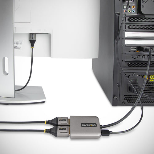 StarTech.com Dual-Monitor DisplayPort 1.4 Splitter, DisplayPort to 2x DP Multi-Monitor Adapter, Dual 5K 60Hz Computer MST Hub, Extra-Long Built-in Cable - Windows Only