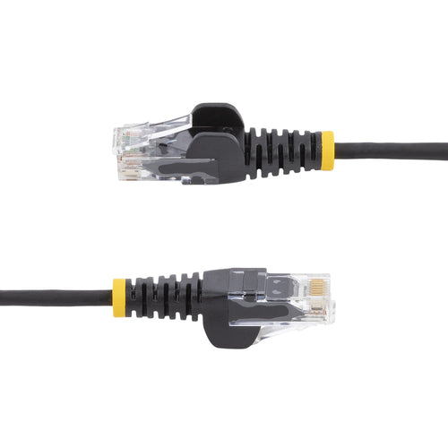 StarTech.com 6in Black Slim CAT6 Cable, 10 Pack, Snagless, 100W PoE, UTP, LSZH, 28AWG Pure Bare Copper Wire, Slim RJ45 Network Patch Cord w/Strain Reliefs, Individually Tested