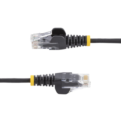 StarTech.com 6in Black Slim CAT6 Cable, 10 Pack, Snagless, 100W PoE, UTP, LSZH, 28AWG Pure Bare Copper Wire, Slim RJ45 Network Patch Cord w/Strain Reliefs, Individually Tested