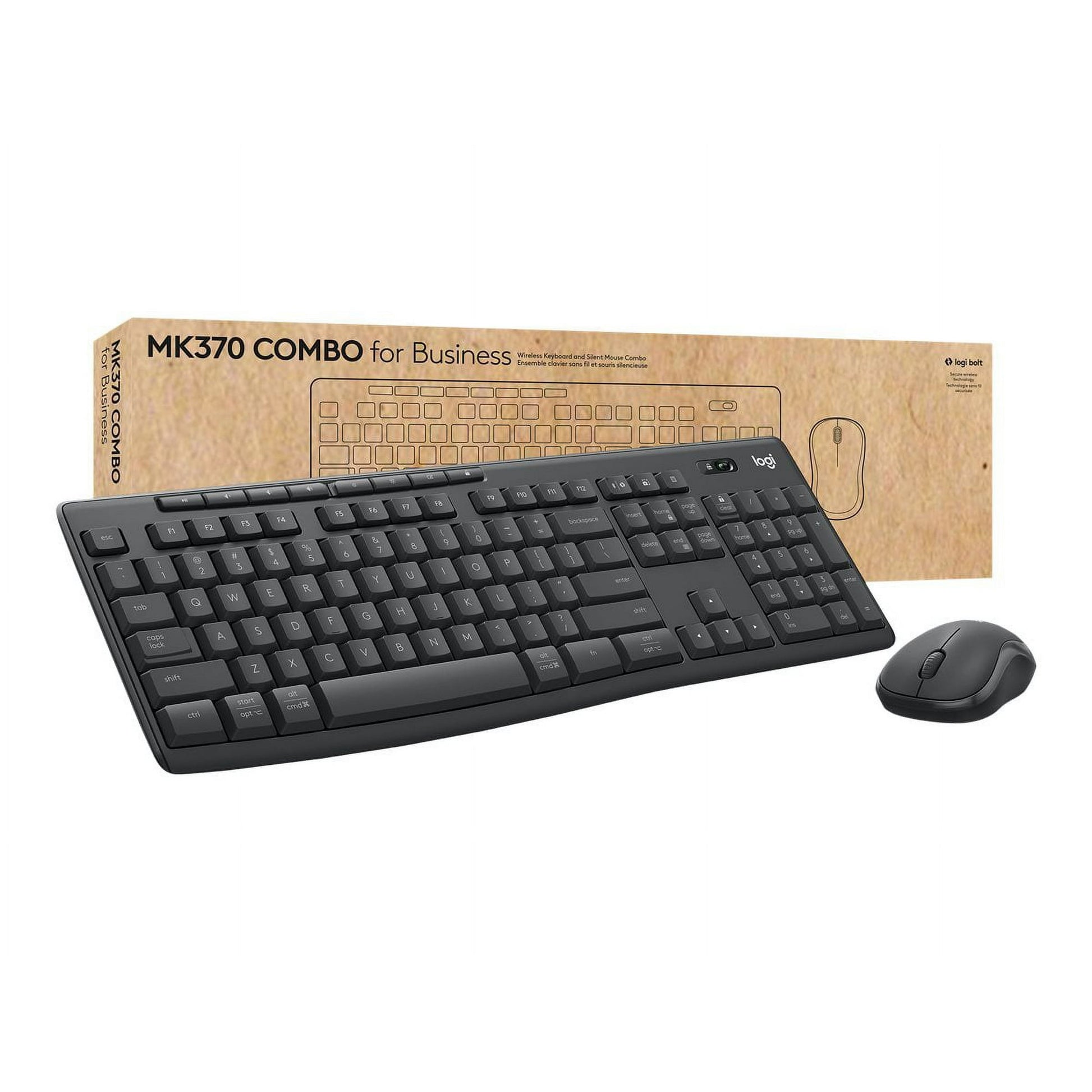 Logitech - MK370 Combo for Business Full-Size Wireless Keyboard and Mouse Bundle with Secure Logi Bolt USB Connection - Graphite
