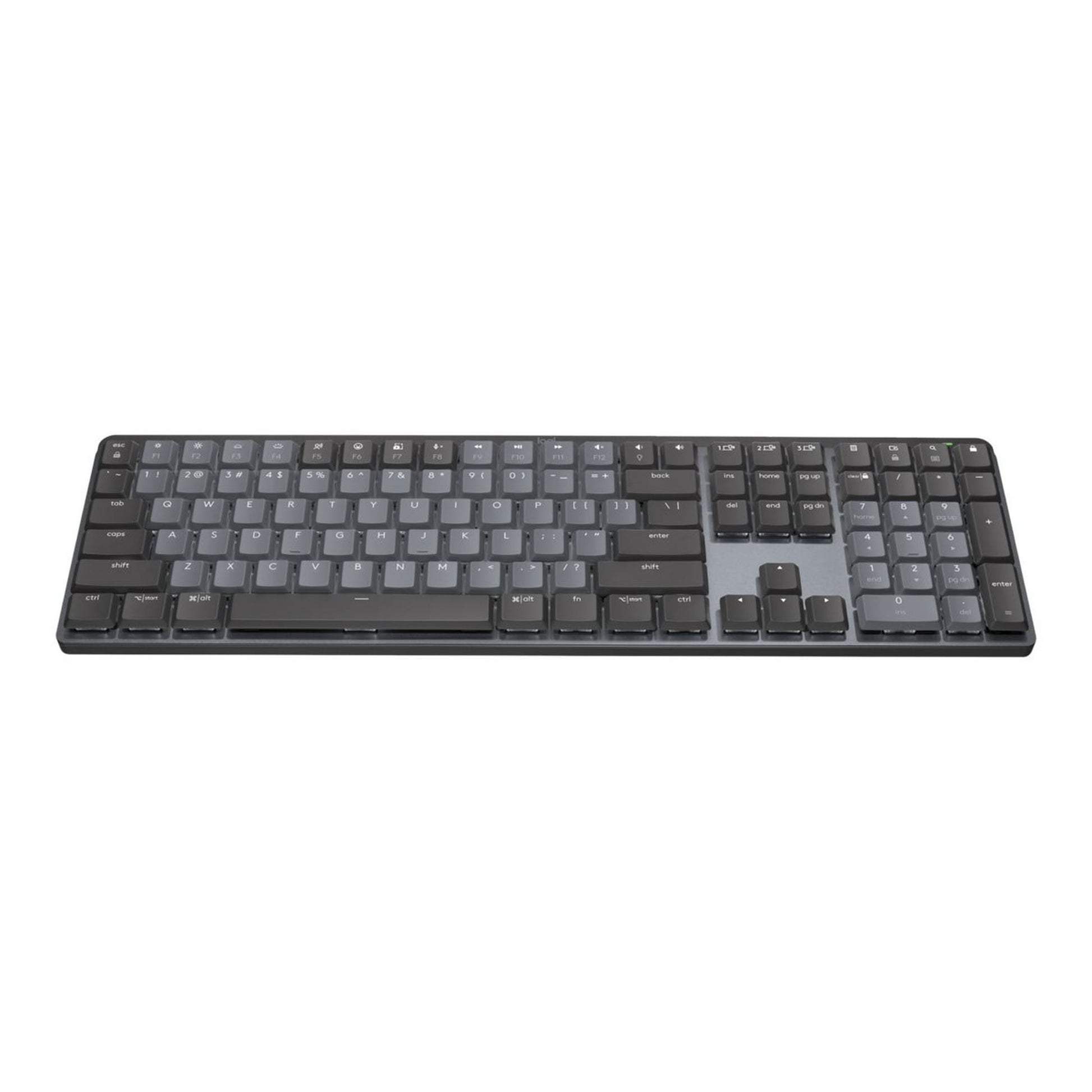 Logitech MX Mechanical Wireless Illuminated Performance Keyboard  Tactile Quiet Switches  Backlit Keys  Bluetooth  USB-C  macOS  Windows  Linux  iOS  Android  Metal  ‎Graphite