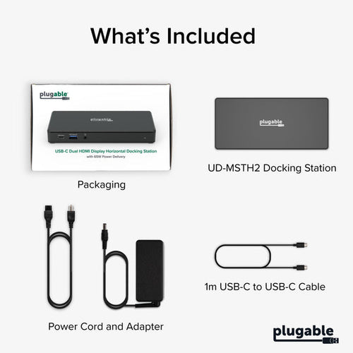 Plugable Technologies UD-MSTH2 laptop dock/port replicator Wired USB 3.2 Gen 2 (3.1 Gen 2) Type-C Black