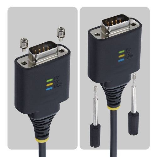 StarTech.com 1ft (30cm) USB-C to Serial Adapter Cable, COM Retention, FTDI Chipset, Type-C to Male DB9 RS232, Status LEDs, Interchangeable DB9 Screws and Nuts