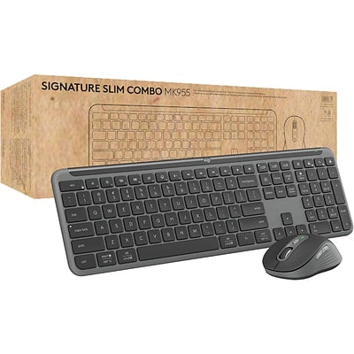 Logitech Signature Slim MK955 for Business Wireless Keyboard and Mouse Combo  Quiet Typing  Secure Receiver  Bluetooth  Globally Certified  Windows/Mac/Chrome/Linux - Graphite