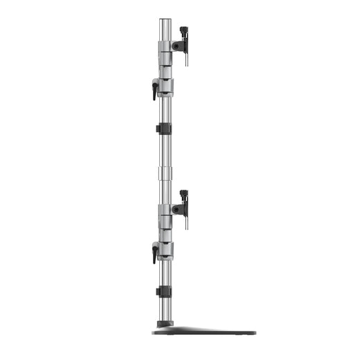 StarTech.com Desktop Quad Monitor Stand - Ergonomic VESA 4 Monitor Arm (2x2) up to 32" (17.6lb/8kg) - Free Standing Articulating Universal Pole Mount - Height Adjustable/Tilt/Swivel/Rotate - Silver