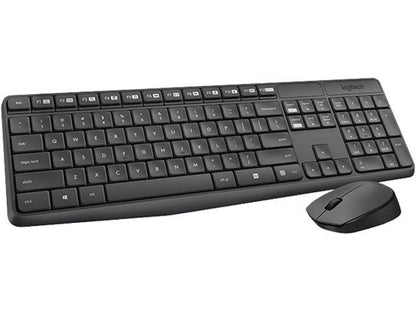 Logitech® MK235 Wireless Straight Full-Size Keyboard & Ambidextrous Optical Mouse  Black