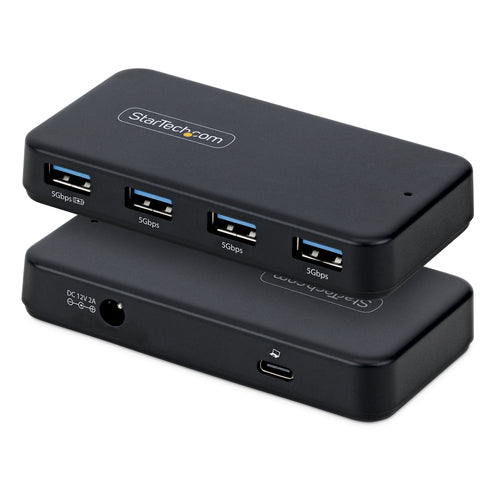 StarTech.com 4-Port USB-A Hub, 5Gbps, Self-Powered, 2-in-1 USB-C and USB-A Host Cable, 1x BC 1.2 Charging Port, 24W Power Adapter Included, MacBook and Windows