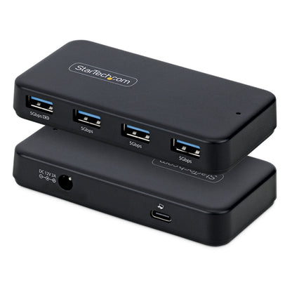 StarTech.com 4-Port USB-A Hub, 5Gbps, Self-Powered, 2-in-1 USB-C and USB-A Host Cable, 1x BC 1.2 Charging Port, 24W Power Adapter Included, MacBook and Windows