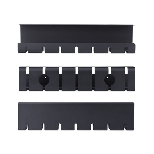 StarTech.com 2-Pack Under Desk Cable Management Tray, 42" Long (21" Per Tray), Metal Slotted Style Cable Organizer, Screw-On Install, Power Bar Holder, Black, TAA
