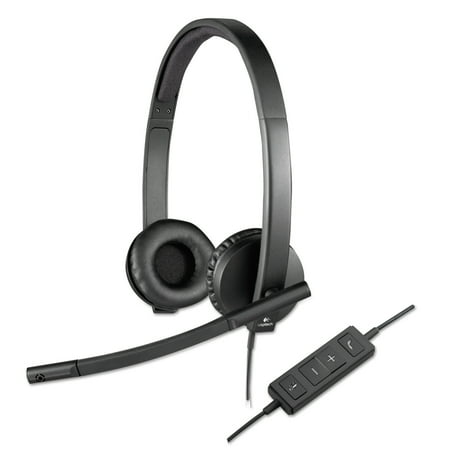 Logitech H570e Over-the-Head Wired USB Headset  with Replaceable Earbands  Black
