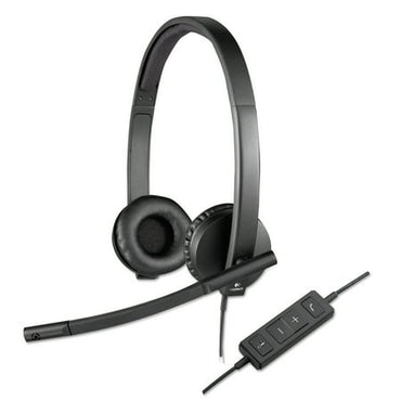 Logitech H570e Over-the-Head Wired USB Headset  with Replaceable Earbands  Black